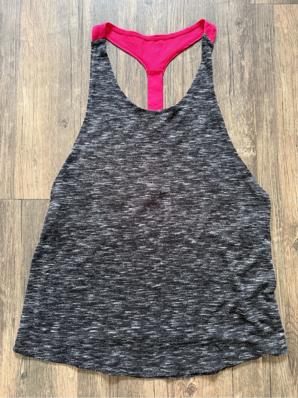 Forever 21 Heathered Charcoal Sleeveless Racer Back Tank Top Logo Gym Workout S